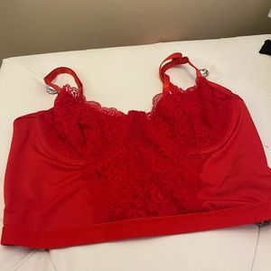 red lingerie crop top